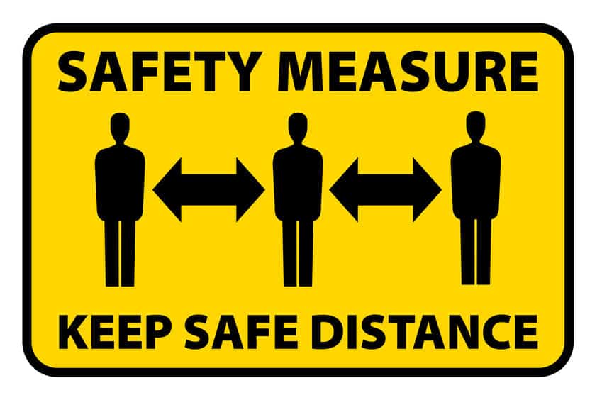 safety measure keep a safe distance sign, corona virus pandemic precaution vector illustration
