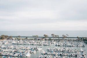 boats docked in a marina in Orange County, california