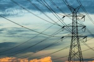 high voltage power lines and pole