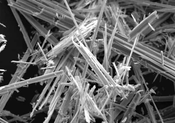 view of asbestos under a microscope