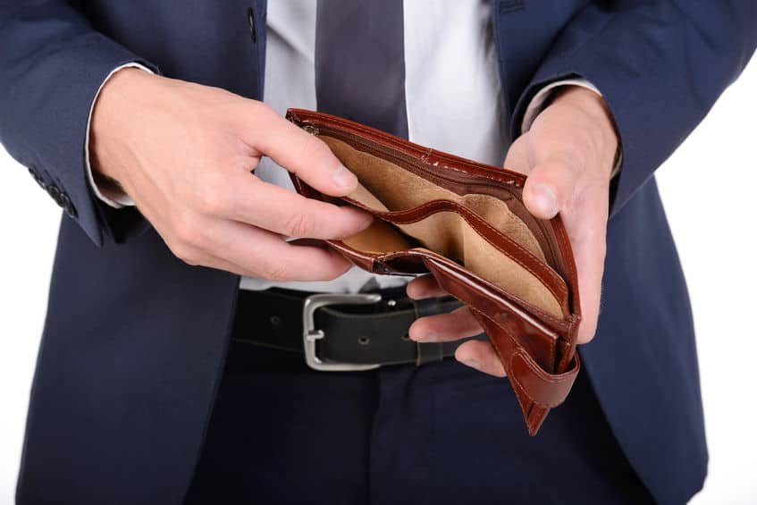 person showing an empty wallet