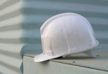 a white hard hat