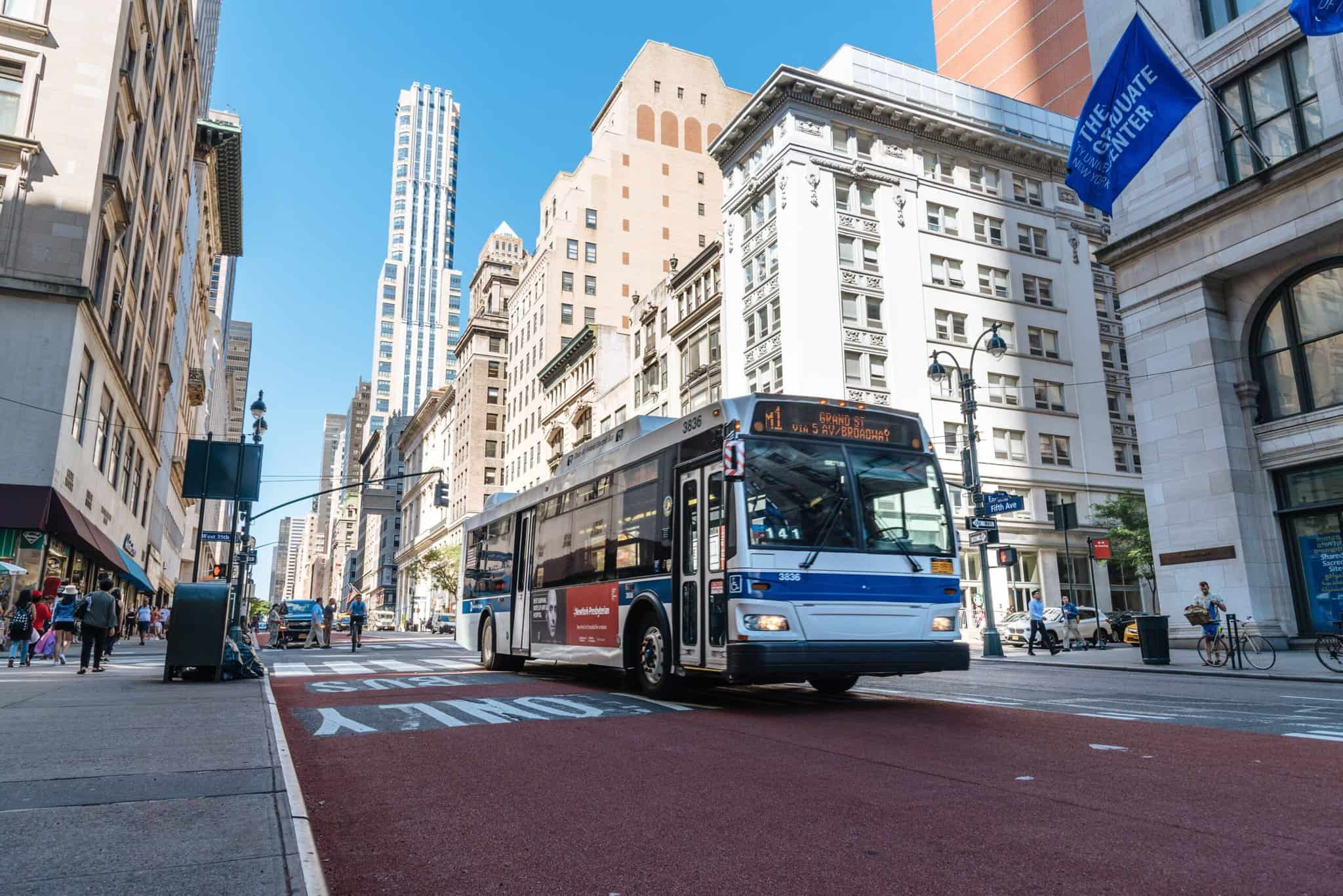 bus driving on street