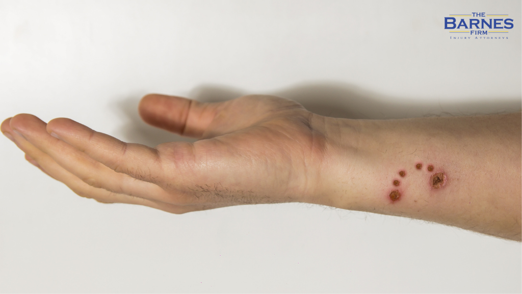 Image of dog bite marks on the arm