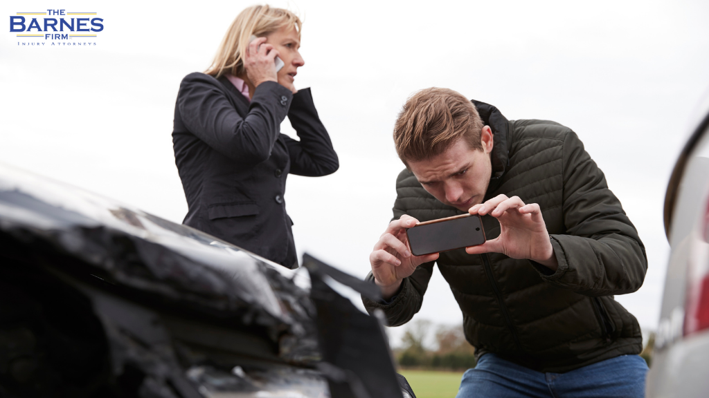 Image of Drivers Taking Photo of Car Accident on Mobile Phones